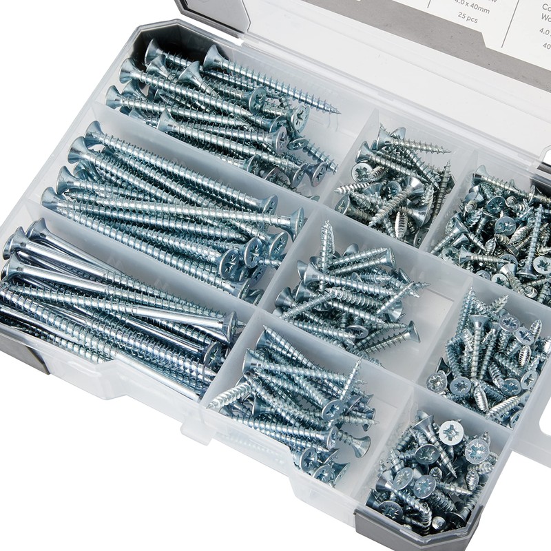TIMCO Countersunk Silver Woodscrews Mixed Tray - 340pcs