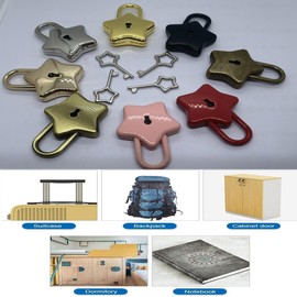 2Pack Mini Cute Star Shaped Padlock with Key for Jewelry Box, Purse, Handbag, Cabinet, Treasure Chest, Luggage, Letter Box, Diary (Pink)