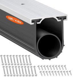 VEVOR Garage Door Seals Bottom Rubber, U Shape +O Ring Combination Garage Door Weather Stripping with Pre-drilled Aluminum Track Retainer Kit, 5/16 inch T-Ends and 3 3/4 inch Width (16 Ft, Black)