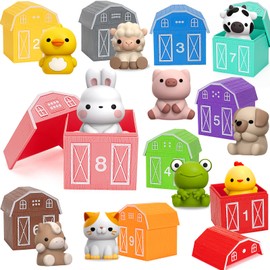 Juguetes de aprendizaje para niños de 1, 2, 3 años, 20 juguetes de animales de granja, juguetes Montessori para contar, combinar y clasificar juegos d
