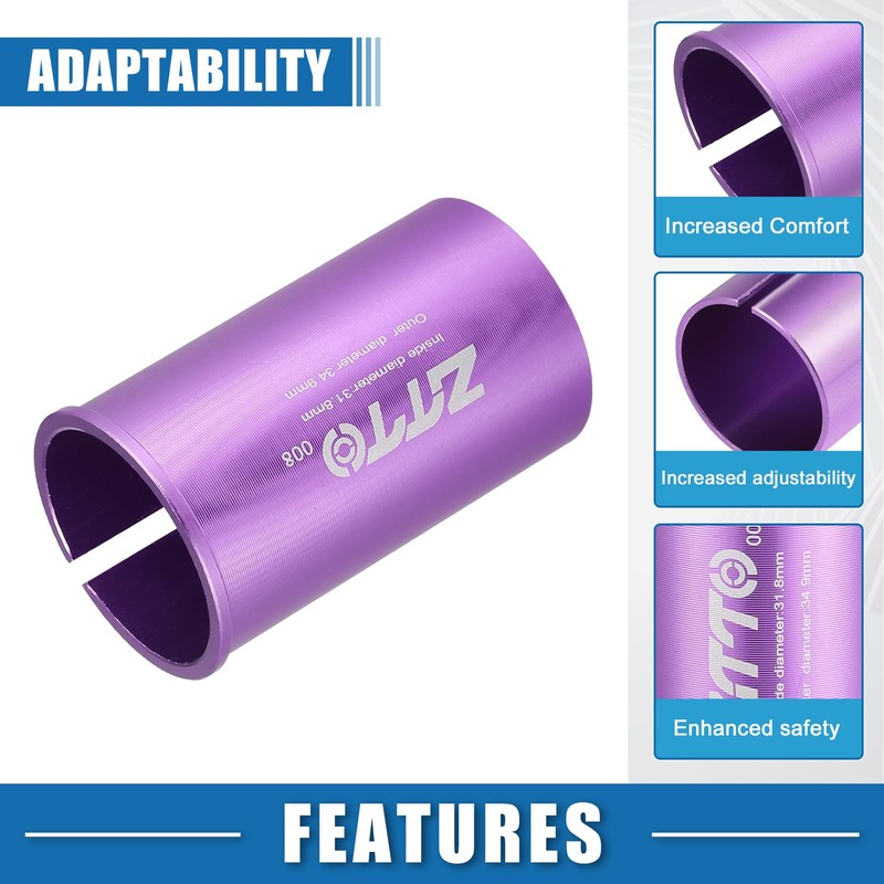 A ABSOPRO Bicycle Seat Post Adapter 31.8mm 1.25" ID 34.9mm