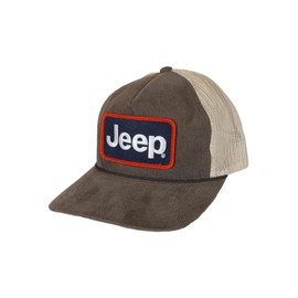 Jeep Text Logo Premium Richardson Outdoor Troutdale Patch Trucker Hat Brown/Sand