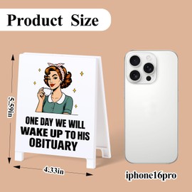 GoldenFleece One Day We Will Wake Up To His Obituary Funny Political Satirical Desk Decor Humorous Desk Sign Plaque Gifts Holiday Party Decor Gag Fun Gift for Friends Coworkers White Elephant Gifts