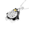 Spinningdaisy Silver Plated Round Body Cute Black Penguin Necklace