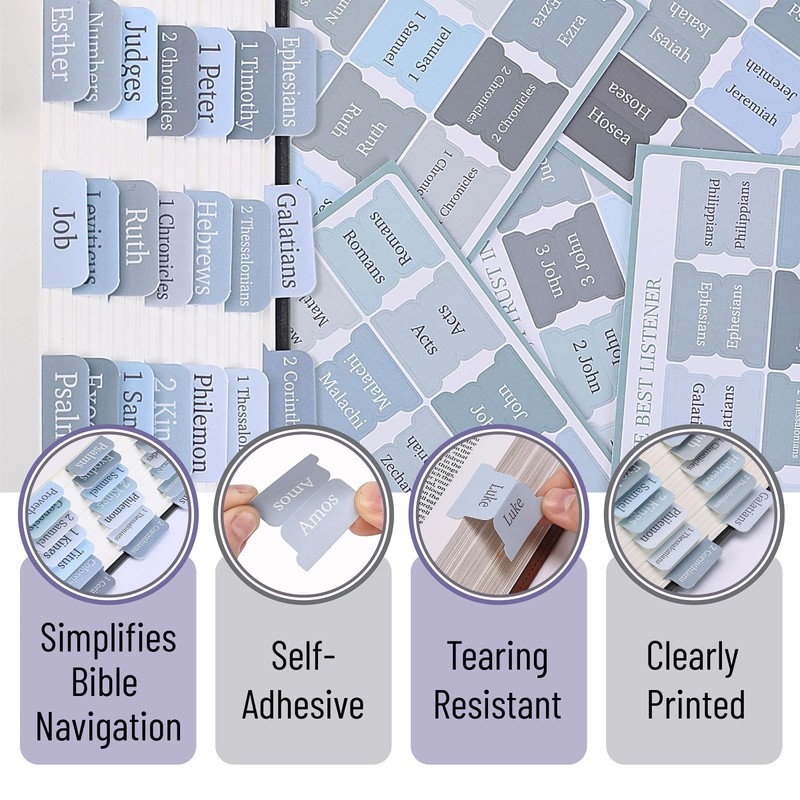 Mr. Pen- Bible Tabs, 75 Tabs, Laminated Bible Tabs for