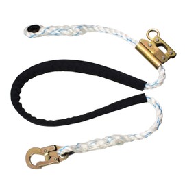 5/8" Adjustable Positioning Lanyard W/Polyester Cover- 3 Strand- 6 & 8 FT Tree Climbing Kit-Includes Steel Rope Grab- Great Lineman's Rope, Positioning Lanyard, Tree Stand Rope, Tower Climbing Belt