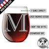 Monogram Etched 17oz Stemless Wine Glass (Letter M)