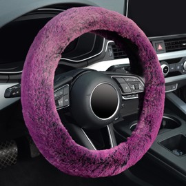 KAFEEK Frost Fluffy Microfiber Plush Steering Wheel Cover for Winter Warm, Universal 15 inch Soft Fuzzy Steering Wheel Cover,Dreamy Purple