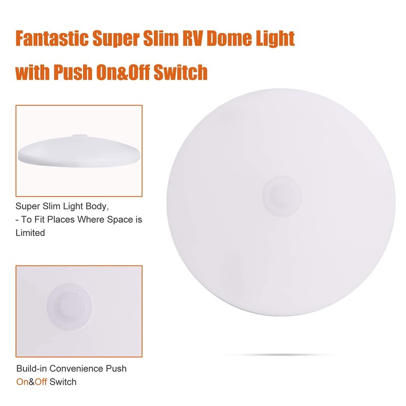 Facon 2-Pack Ultra Slim 4.5'' 12V RV Puck Lights w/Switch,