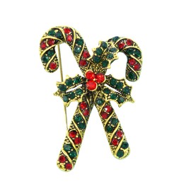 Yeeyeow Cute Colorful Candy Cane Brooch Pin for Christmas Holiday Gift Unisex Christmas Accessories Rhinestone Enamel Jewelry (Style3)