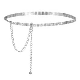 Silver Belly Chain, Body Chain for Women, Rhinestone Belt Chain, Adjustable Silver Waist Chains for Summer Beach Outfits