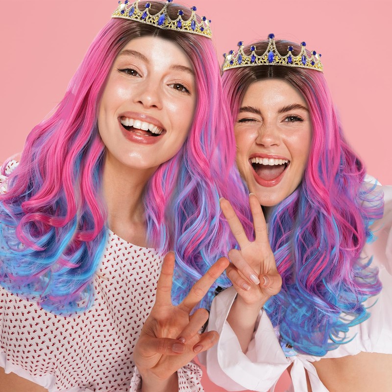 Pink Wig for Children Girls, Purple Ombre Pink Women Wigs,