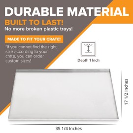 Pinnacle Systems 35.25" x 17.5" Metal Replacement Dog Crate Pan Chew Proof Crack Proof Pet Kennel Tray Central Dog Training Crate Pan Pet Supplies, Galvanized, 1" H