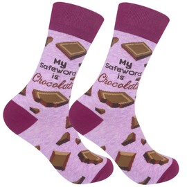 FUNATIC My Safeword Is Chocolate Socks for Women Men Adult Teen | Chocolate Lovers Gift Ideas | Funny Candy Stuff | Novelty Stocking Stuffer | Perfect Present for Mothers Day, Wife, Girlfriend, Father