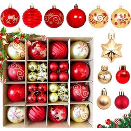 Kit de 44 Esferas Navideñas, Adornos de esferas de Navidads, Inastillables, Bolas de Navidad para Colgar, para Fiesta de Navidad, Bodas, Fiestas y Dec