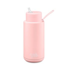 frank green Ceramic Reusable Bottle with Straw Lid, 34oz/1L Capacity (Blushed)