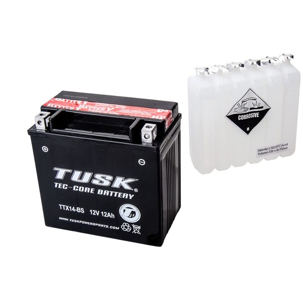 TUSK Tec-Core Battery with Acid TTX14BS Maintenance-Free for Honda Pioneer