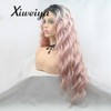 Xiweiya Wig Long Loose Wave Wig Ombre Pink Wig Synthetic