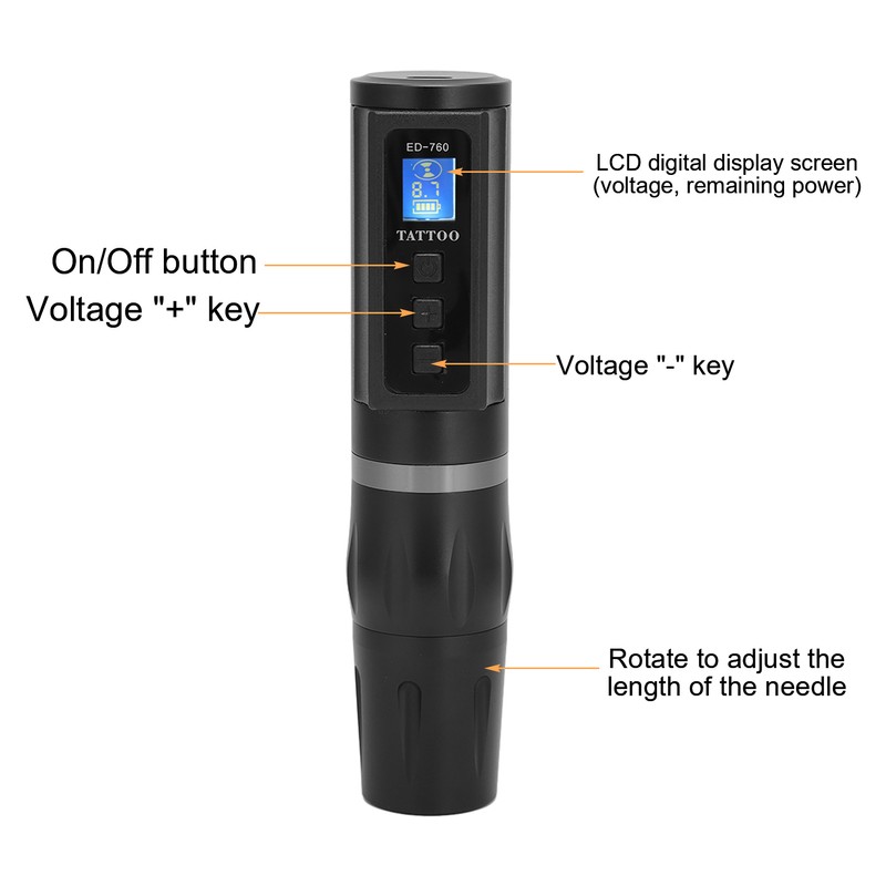 Cordless Tattoo Pen Machine Aluminum Alloy Frame Digital Display High