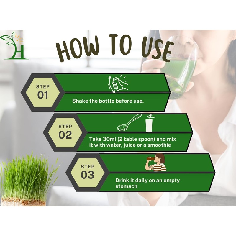 Wheatgrass Juice, Cold Pressed, No Added Sugar, No Added Flavour,
