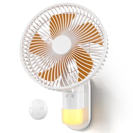 Airbition 10'' Wall Mount Fan with Remote Control and Night Light, 90°Oscillating, 4 Speeds, Timer, Included 120° Adjustable Tilt, High Velocity, for Bedroom RV Home Office Garage,79Inch Cord