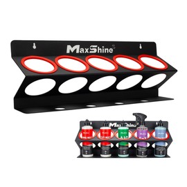 Maxshine Universal Detailing Spray Bottle Holder - Mobile Detailing & Car Garage Organizer, Holds 5 Sprayers (16oz) with 4 Small Holes, Lightweight Design, Easy Wall Mounting (Set 1)