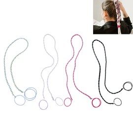 35" Sport Hair Ties for Women, Elastic Colorful Braided Hair Ties Ponytail Holders No Damage for Long Thick Curly Hair, Tangle Free Wrap Hair Ties for Swimming Surfing Riding (4 Pack)