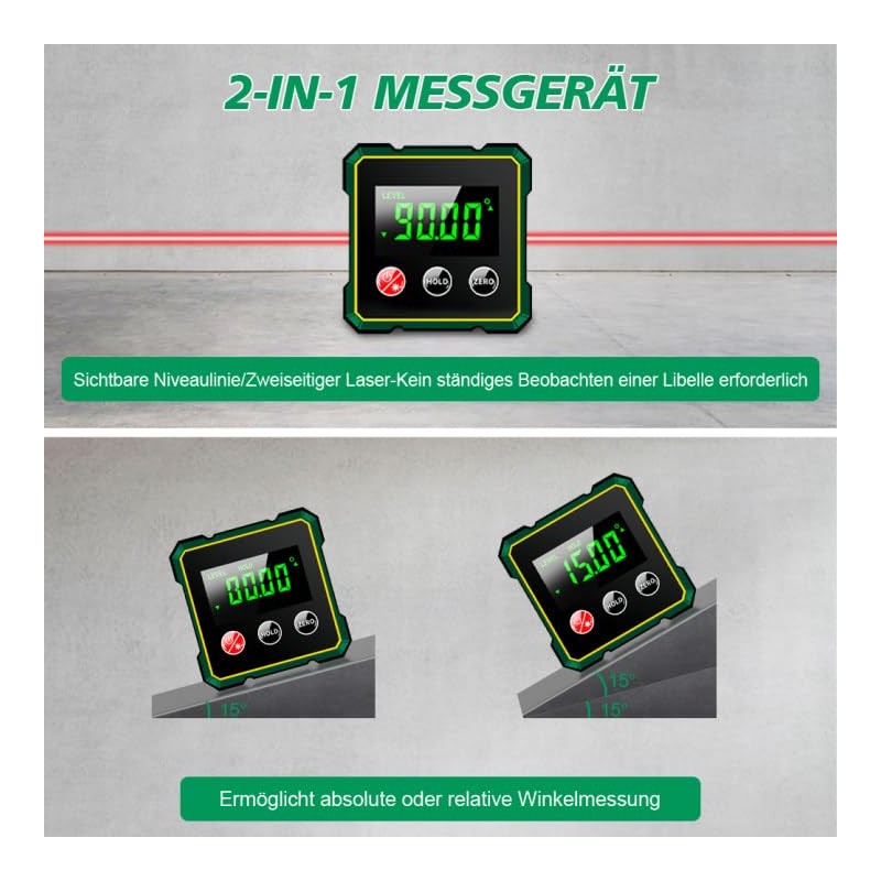 SOARFLY Digital Protractor Inclinometer with LCD Display, IP54 Waterproof, 0.1°