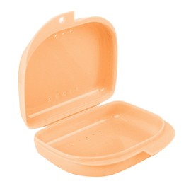 Retainer Case with Vent Holes - Orthodontic container for holding retainers, aligner, night-guard/mouth-guard. Small and Durable retainer case, Peach