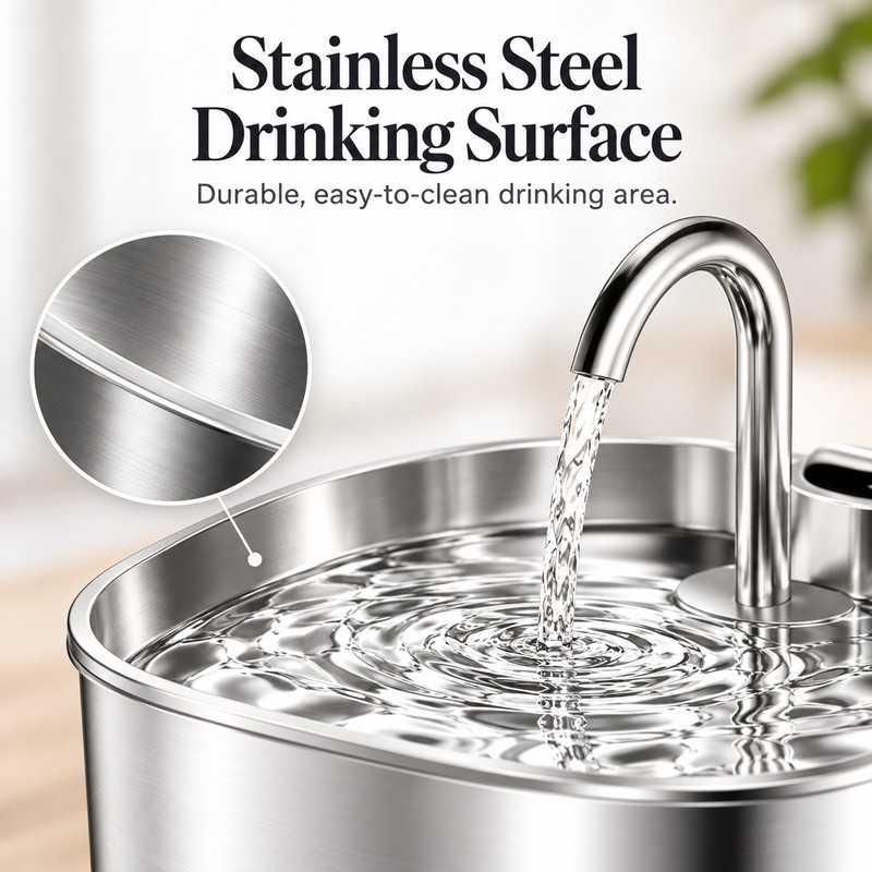 2.2L Smart Motion Sensor Cat Water Fountain – Stainless Steel