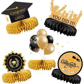 Graduation Decorations Extra Large Graduation Centerpieces Thick Cardboard Graduation Party Decorations Graduation Table Centerpiece 5 Pack (BlackYellow)