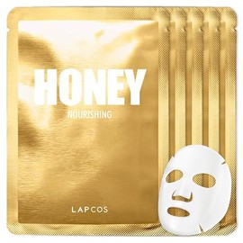 LAPCOS 5 Mascarillas Faciales Honey de . Lujoso Cuidado de la Piel con Extracto de Miel, Hialuronato de Sodio y Flor Amarilla para Hidratar,