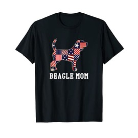 Beagle Mom Dog Lovers Patchwork Flag Patriotic 4th of July Women Kids Men T-Shirt