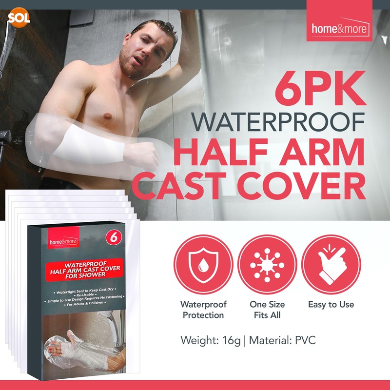 6pk Waterproof Arm Cover for Shower, Waterproof Cast Cover Arm,