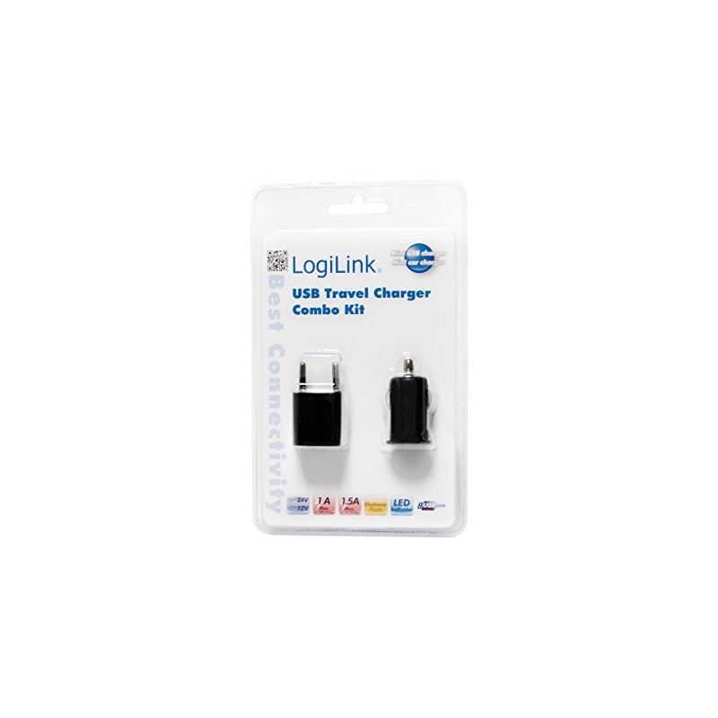 LogiLink PA0076 USB-Reiseadapter Set schwarz