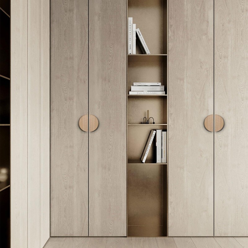 Evionlin 3.15 in-Walnut Wood 4 Pair Circular Wood Grain Cabinet