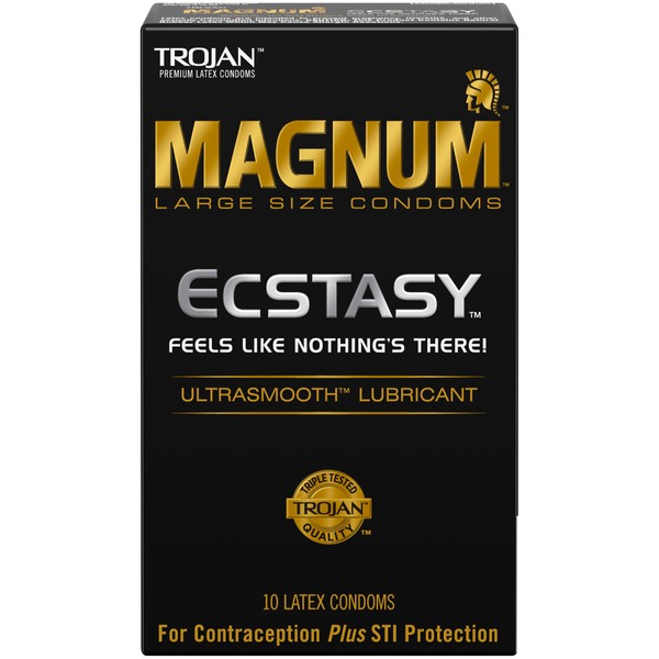 Trojan Magnum Ecstasy Condoms Ultrasmooth Lubricant Large Size 10 Each