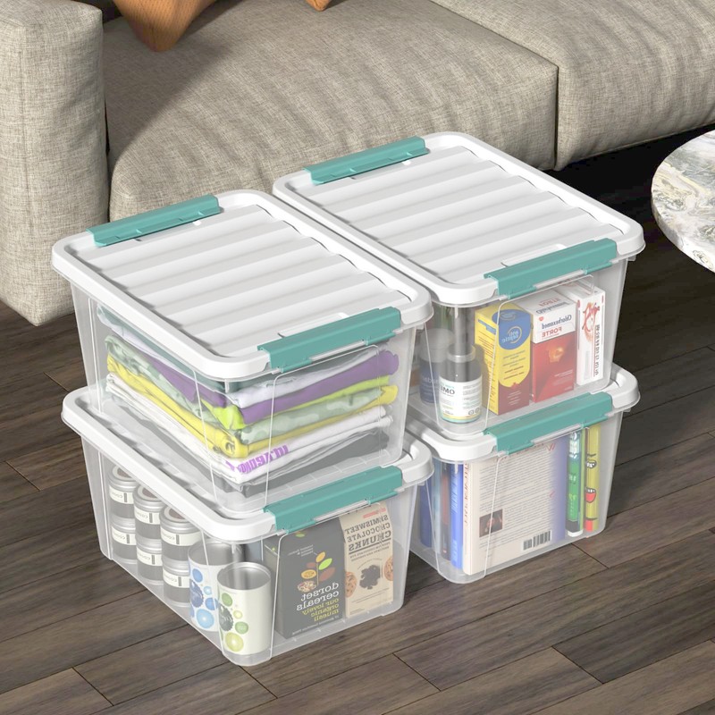 Doryh 20 Quart Clear Storage Box, Plastic Latching Bins with