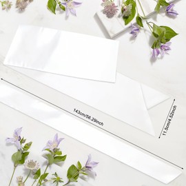 6 PCS Blank Wreath Sash for Front Door White Embroidery Wreath Sashes Satin Bouquet Scarf for Farmhouse Indoor Outdoor Wedding Valentine's Day Easter Decorations (Satin)