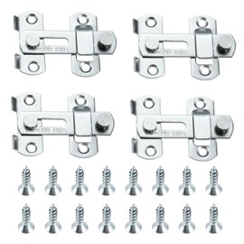 BOWAREPRO Pack of 4 Stainless Steel Flip Latch Gate Antique Door Lock Sliding Bolt for Gate Window Cabinet Wine Cabinet (Silver)