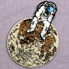 Astronaut Spaceman Lost in Lonely Planet Patch Embroidered Applique Badge
