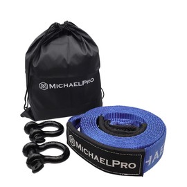 MichaelPro 3" x 20' Heavy Duty Tow Strap with D-Ring Shackles, 30,000 lb Break Strength, Tow Ropes for Trucks, Jeep, Boat, Moving Huge Loads, Offroading, Emergencies, Hauling Jobs | MP021005