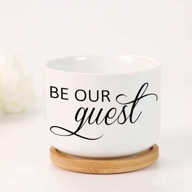 DecStic Be Our Guest Ceramic Planters Bible Verse Planters for