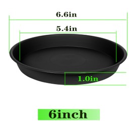 Angde 6 Packs of Plant Saucer Tray 6 inch, 4 5 6 8 10 12 14 16 18 20 inch Heavy Duty Plastic Drip Trays Saucers for Indoors Outdoor Garden, Flower Pot Drainage Tray, Plate for Planter 5-7" (6", Black)