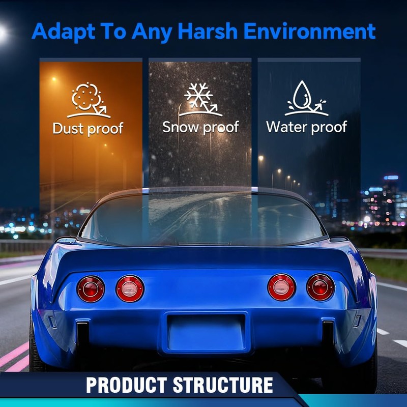 PIT66 Tail Lights+ Backup Lights Compatible with Chevy Corvette 1975-1979