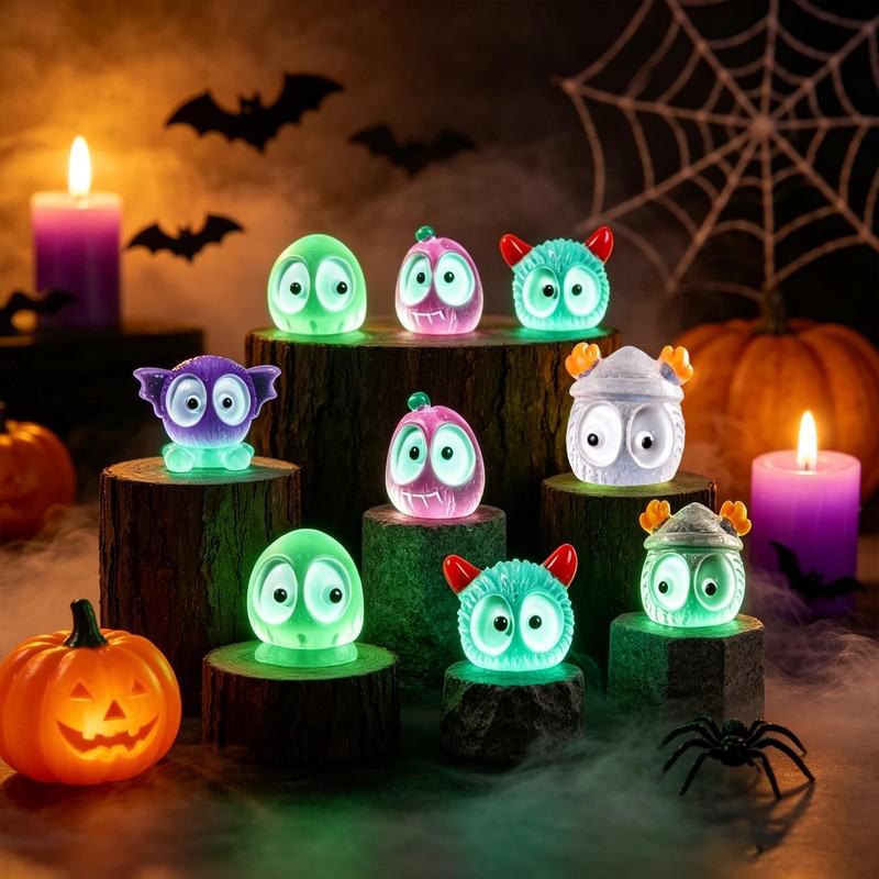 IAIHBBLY 56 Pcs Halloween Luminous Mini Miniature Resin Ghost Figurines