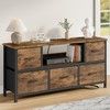 Lulive TV Stand for Bedroom, LED Rustic Brown Dresser for