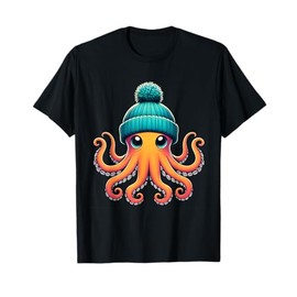 Cute Octopus With Beanie Shirt Cephalopod Sea Animal Lover T-Shirt