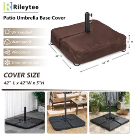 Rileytee Patio Umbrella Base Cover,Outdoor Heavy Duty 600D Waterproof Anti-UV Square Umbrella Stand Base Covers (42" L x42 W x 5" H-Brown)