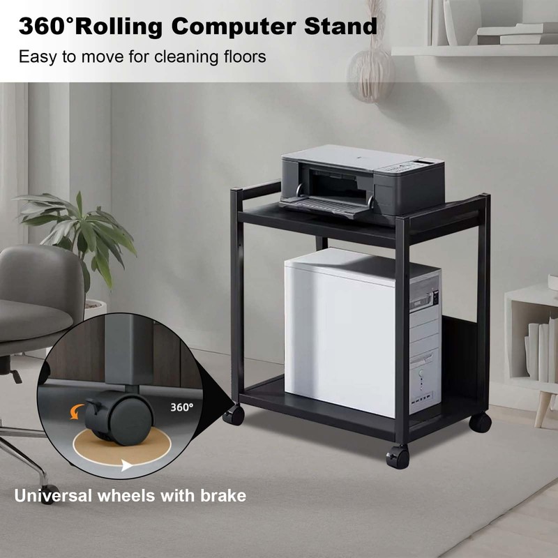 Curtainboro 2 Tier PC Tower Stand, Height Adjustable Computer Tower